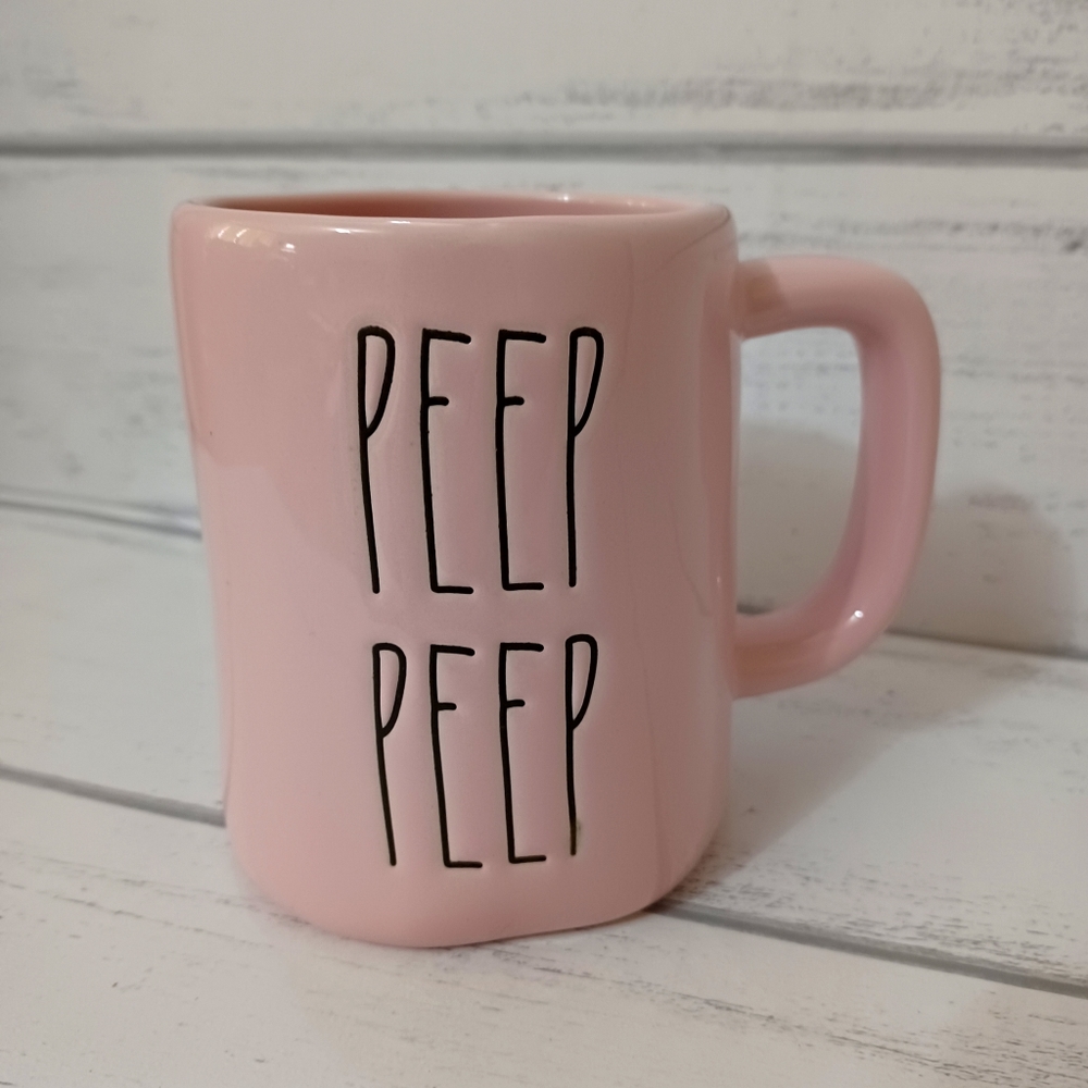 Rae Dunn 'Peep Peep' Pink Handcrafted Coffee Tea Mug Artisan Easter Collection